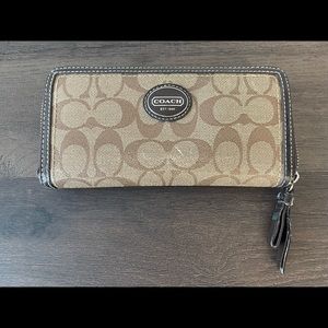 Coach Long Zip Around Wallet in Signature Canvas